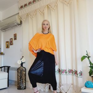 Siyah Deri Detaylı Şalvar