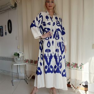 KREM SAKS GÖMLEK ELBİSE