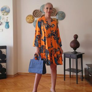 TURUNCU LACİ CEYLİN KISA ELBİSE