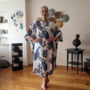 BEYAZ ŞAL DESEN CEYLİN GÖMLEK ELBİSE