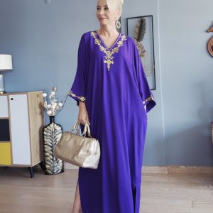 MOR GOLD NAKIŞLI ELBİSE