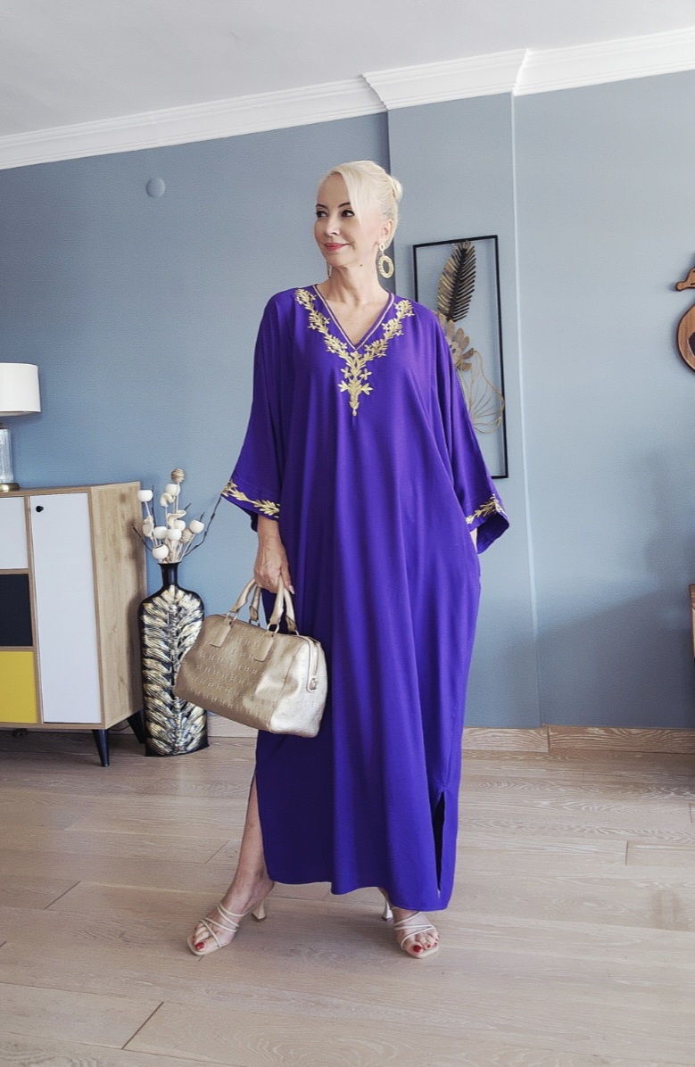 MOR GOLD NAKIŞLI ELBİSE