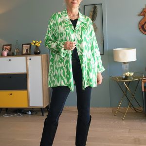 YEŞİL EKRU SATEN CEKET