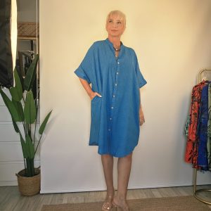 SAKS NAKIŞLI BÜYÜK BEDEN CEYLİN GÖMLEK ELBİSE