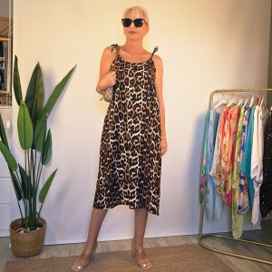 LEOPAR ASKILI VALE ELBİSE
